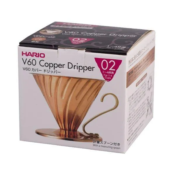 Ensemble : porte filtres à café V60 Hario en Cuivre + 100filtres Hario + 250g de café qui fume