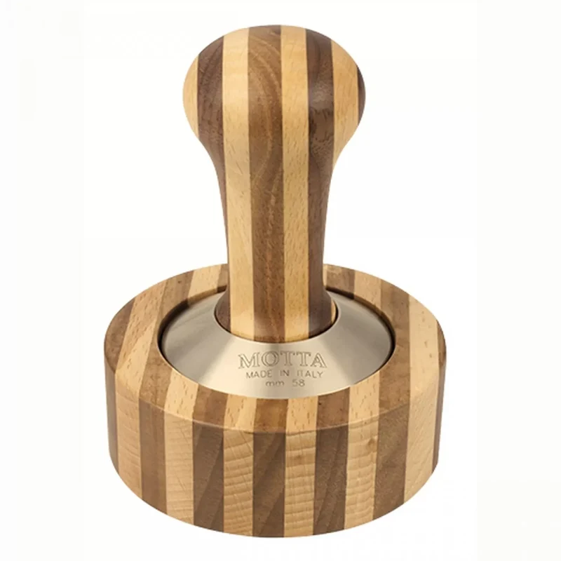 Set tamper et support bois rayé Motta