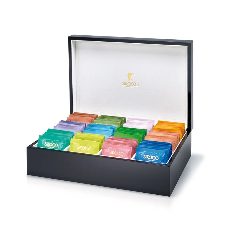 Grand coffret cadeau Laque noire pour piano avec 120 sachets de thé Bio
